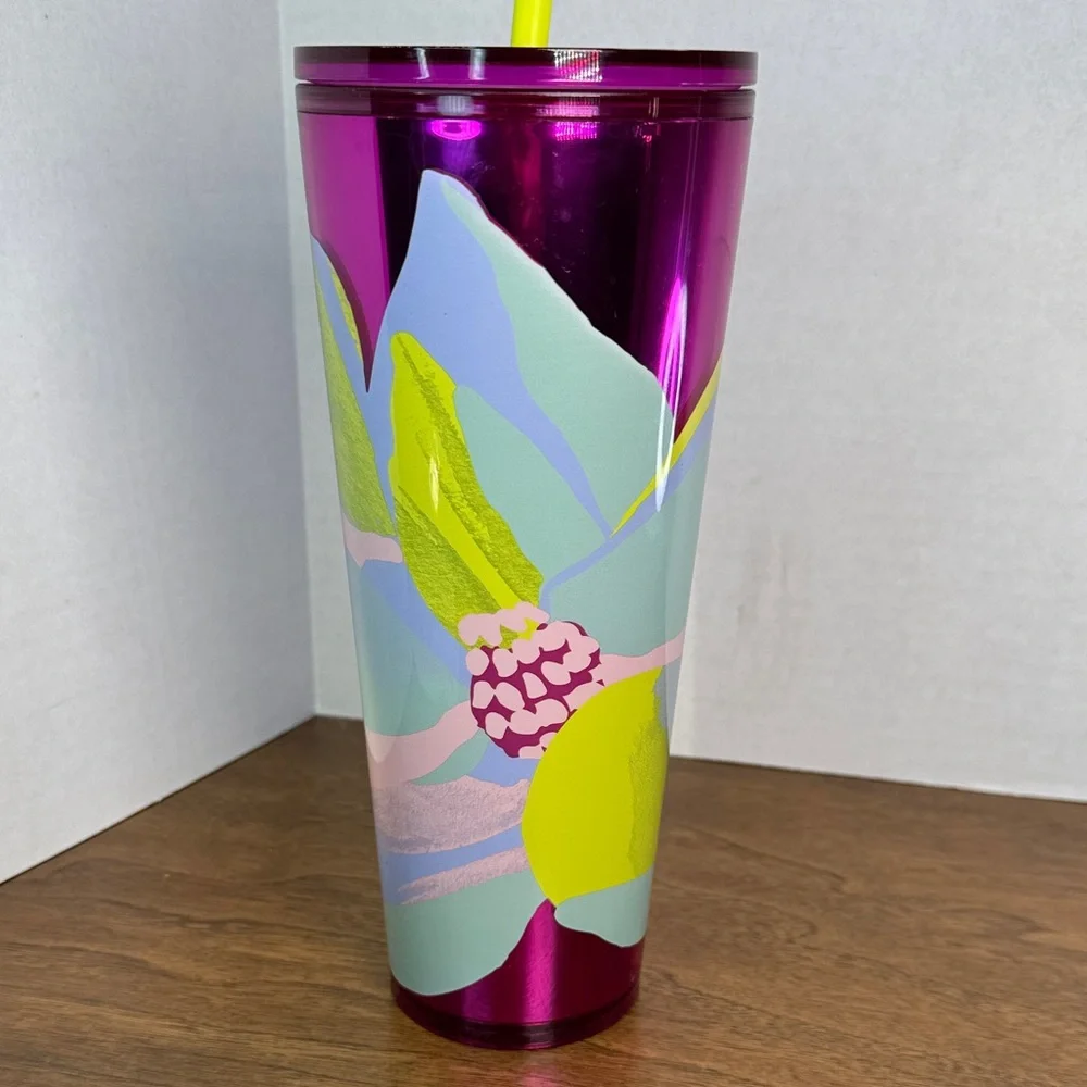 NWT Starbucks Spring 2024 Dichroic Magnolias Cold Cup Tumbler, 24 oz w/ straw